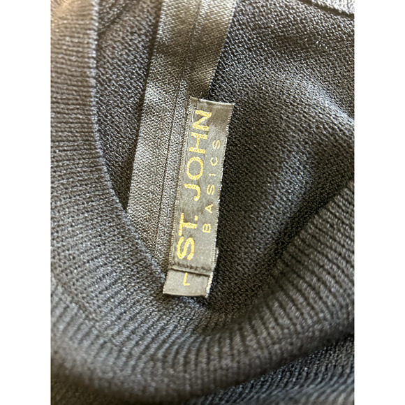 St John Basics Crewneck Sweater Womens Large Black Santana Knit Zip Vintage USA - Picture 5 of 10